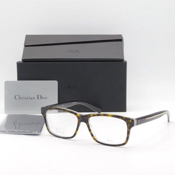 NEW DIOR BLACKTIE 204 0G6G HAVANA BLACK RECTANGULAR EYEGLASSES FRAME 54-… - Picture 1 of 11